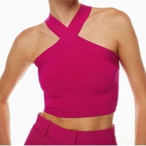 Babaton pink Cross-Neck Crop Top